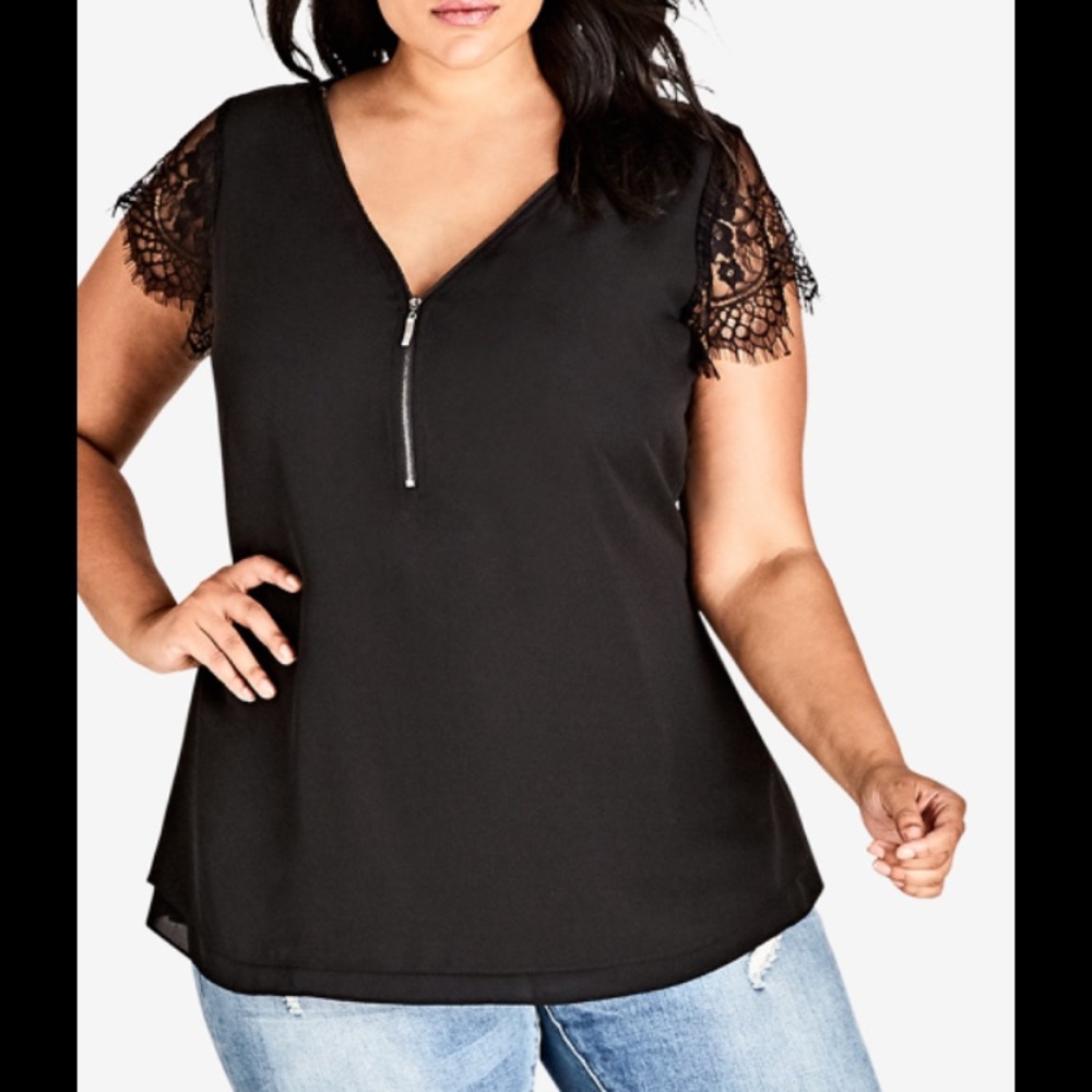 NWT City Chic black lace zip up size XXL 24